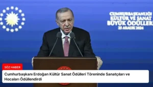 Cumhurbaşkanı Erdoğan Kültür Sanat Ödülleri Töreninde Sanatçıları ve Hocaları Ödüllendirdi