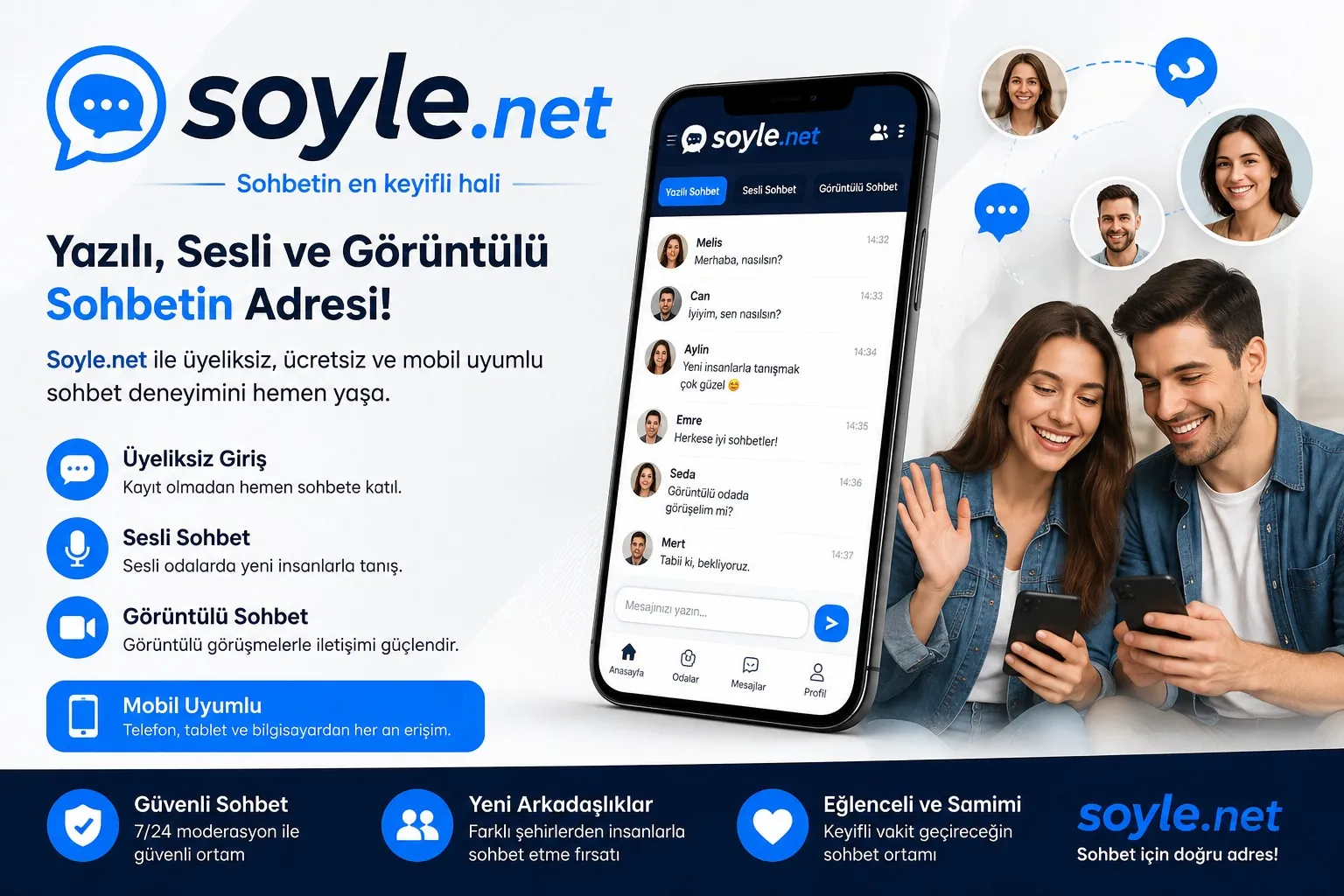 Soyle.net ile Mobil Sohbet  Odaları