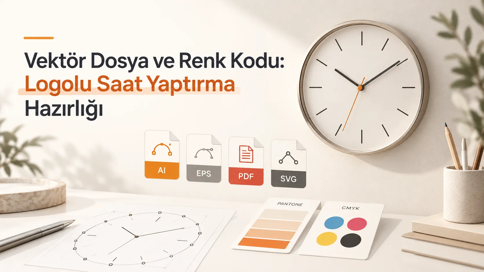Vektör Dosya ve Renk Kodu: Logolu Saat Yaptırma Hazırlığı