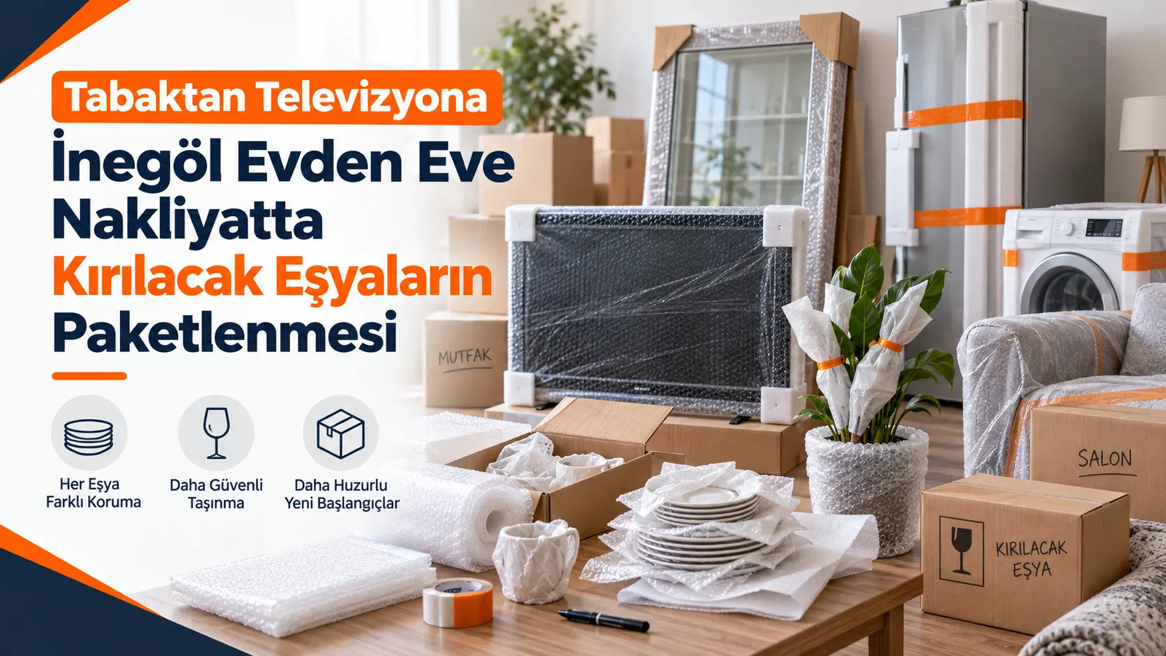 Tabaktan Televizyona İnegöl Evden Eve Nakliyatta Kırılacak Eşyaların Paketlenmesi